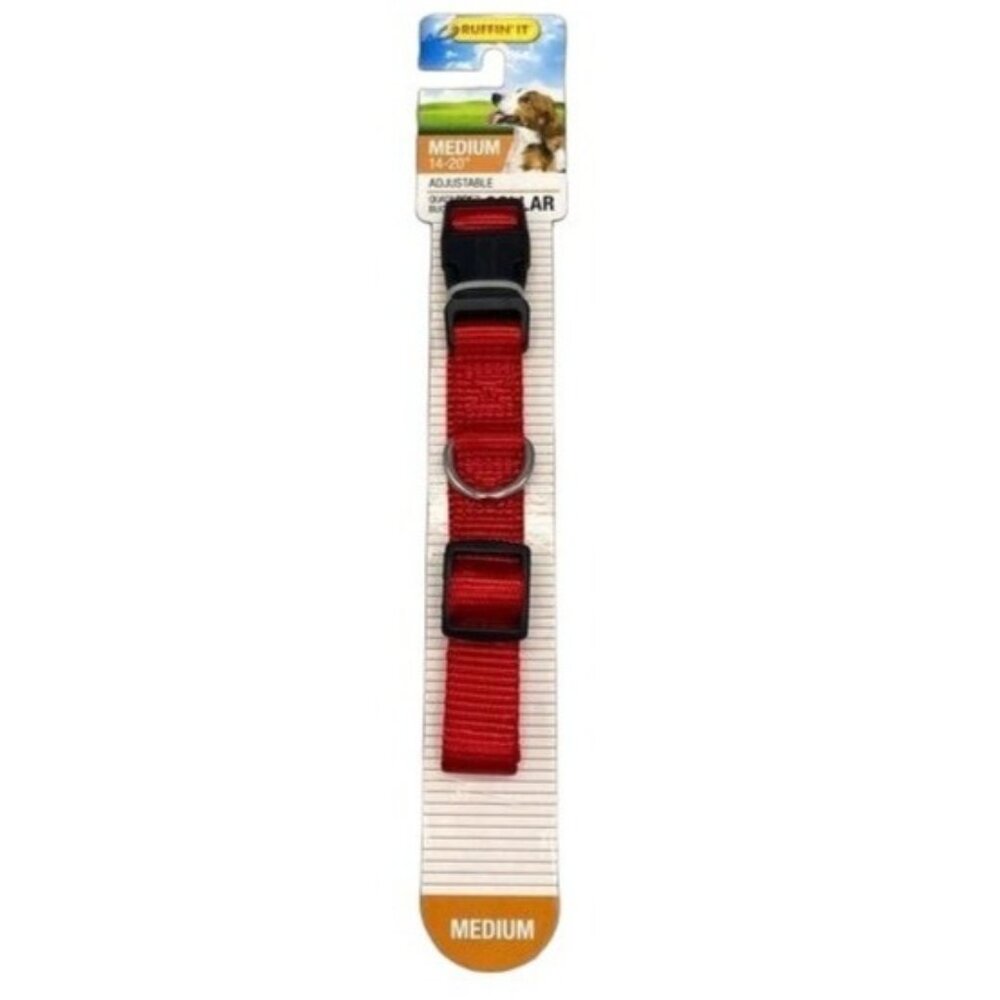 ruffin' it' dog collar Red Size Medium 14-20" adjustable quadlock buckle NEW